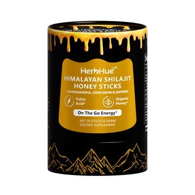 HerbHue Himalayan Shilajit Honey – With Lion’s Mane, Ashwagandha, Saffron & Fulvic Acid for Supporting Your Daily Routine