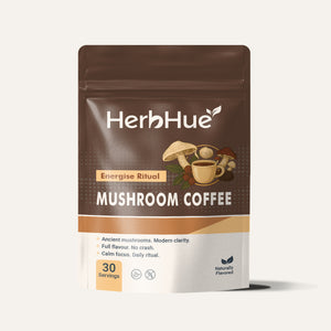 HerbHue Energise Ritual – Mushroom Coffee with Lion’s Mane & Reishi | Your Morning Wellness Blend | 30 Servings